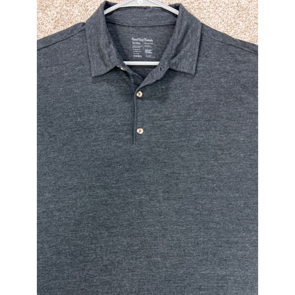 Fresh Clean Threads Polo Shirt Men XL Tall Charcoal Gray StratuSoft Blend Short